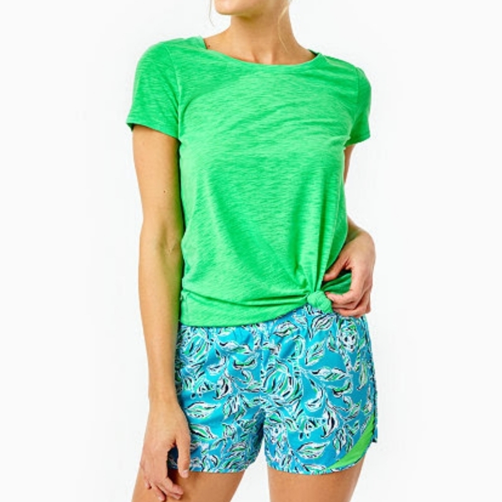 Luxletic 4" Ocean Trail Short Turquoise Oasis Outta Line SMALL Lilly Pulitzer